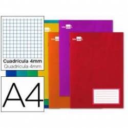 Libreta escolar Liderpapel Smart tamaño A4 con 32 hojas de 60g/m2 cuadro 4mm con margen. Colores surtidos.