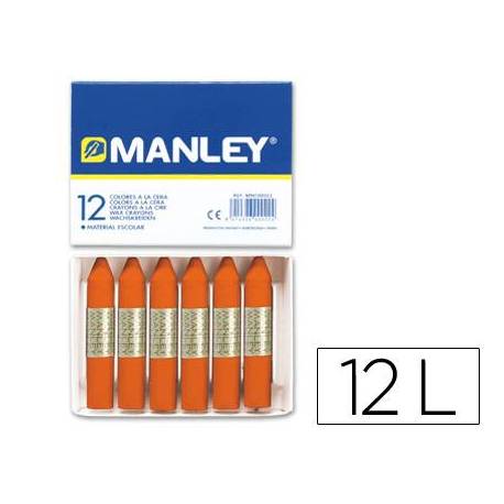 Lapices cera blanda Manley caja 12 unidades color naranja