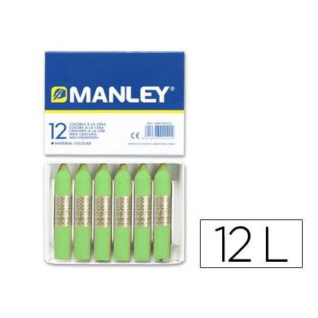 Lapices cera blanda Manley caja 12 unidades color verde amarillento