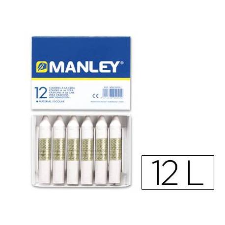 Lapices cera blanda Manley caja 12 unidades color blanco