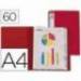 Carpeta Liderpapel personaliza 31740 60 fundas polipropileno Din A4 color rojo lomo personalizable.