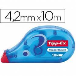 Corrector tipp-ex cinta tamaño mini pocket mouse. Medidas 4,2 mm x 10 m.