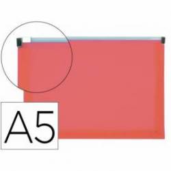 Carpeta dossier con cremallera Liderpapel DIN A5 polipropileno 180 micras rojo
