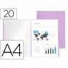 Carpeta escaparate Liderpapel DIN A4 poliporpileno con 20 fundas violeta