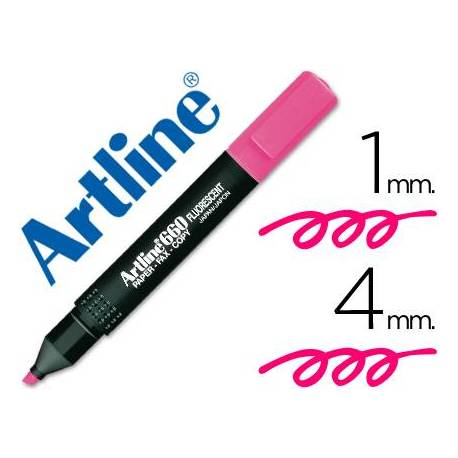 Rotulador Artline fluorescente EK-660 punta biselada color rosa