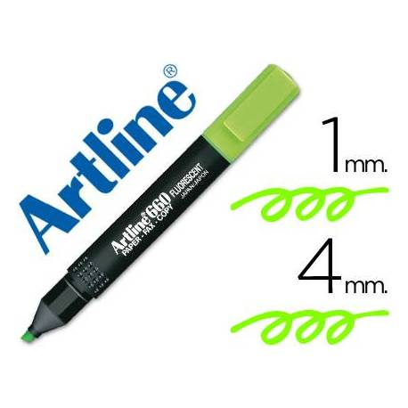 Rotulador Artline fluorescente EK-660 punta biselada color verde