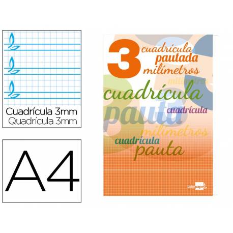 Libreta Liderpapel Pautaguia Tapa cartoncillo 32 hojas Din A4 70 g/m2 cuadriculado pautado 3 mm Colores surtidos
