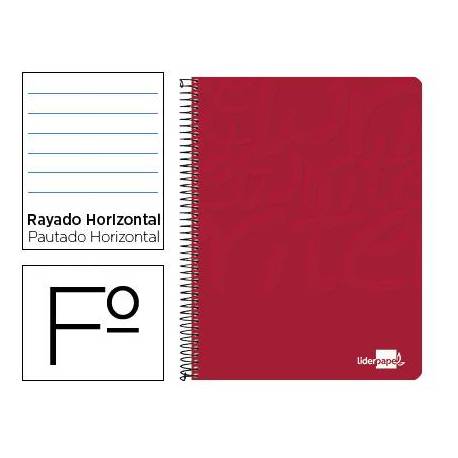 Cuaderno Espiral Liderpapel Write Tamaño Folio Rayado Horizontal de Color Rojo