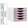 FICHERO CAJONES DE SOBREMESA Q-CONNECT 5 CAJONES COLOR ROSA 270X340X260 MM