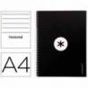 CUADERNO ESPIRAL LIDERPAPEL DIN A4 MICRO ANTARTIK RAYADO HORIZONTAL NEGRO 80H