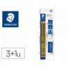 LAPICES GRAFITO STAEDTLER NORIS N 2 HB BLISTER DE 3 UNIDADES + 1 GOMA DE BORRAR MARS PLASTIC