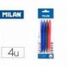 BOLIGRAFO MILAN P1 RETRACTIL 1 MM TOUCH BLISTER DE 4 UDS COLORES SURTIDOS