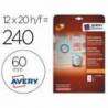 ETIQUETA ADHESIVA AVERY COLOR BLANCA REDONDA REMOVIBLE PARA IMPRESORA LASER INYECCION TINTA FOTOCOPIADORA 60 MM