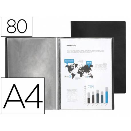 CARPETA LIDERPAPEL ESCAPARATE 80 FUNDAS POLIPROPILENO DIN A4 COLOR NEGRO OPACO