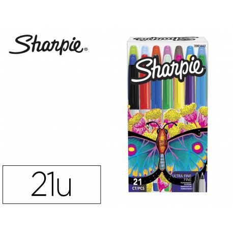 ROTULADOR SHARPIE PERMANENTE PACK DE 14 UNIDADES PUNTA FINA + 7 UNIDADES PUNTA ULTRAFINA COLORES SURTIDOS