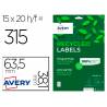 ETIQUETA ADHESIVA MARCA AVERY BLANCA PERMANENTE RECICLADA 100% PARA IMPRESORA LASER 63,5X38,1 MM CAJA DE 315