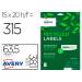 ETIQUETA ADHESIVA MARCA AVERY BLANCA PERMANENTE RECICLADA 100% PARA IMPRESORA LASER 63,5X38,1 MM CAJA DE 315
