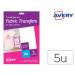 PAPEL TRANSFER MARCA AVERY PARA CAMISETAS ALGODON COLORES OSCUROS INK-JET DIN A4 PACK DE 4 HOJAS