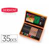 ESTUCHE DE PINTURA DERWENT ACADEMY MADERA LAPICES DE COLORES 35 PIEZAS SURTIDAS