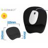 Alfombrilla para raton q-connect con reposamuñecas ergonomica de gel negro 225x240x20 mm