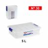 CONTENEDOR PLASTICO MARCA PLASTICFORTE 5 LITROS N 30 TRANSPARENTE CON TAPA 260X400X85 MM