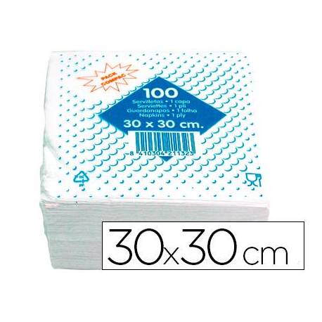 Servilleta algodon 30x30 cm 1 capa paquete de 100 unidades