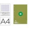 RECAMBIO LIDERPAPEL DIN A4 ANTARTIK 80 HOJAS 90G/M2 CUADRO 5MM 4 TALADROS 1 BANDA CON MARCO COLOR VERDE
