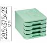 FICHERO CAJONES DE SOBREMESA FAIBO PLASTICO 100% RECICLABLE 4 CAJONES COLOR VERDE PASTEL 28,5X37,5X23 CM