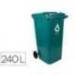 PAPELERA CONTENEDOR MARCA Q-CONNECT PLASTICO CON TAPADERA Y RUEDAS 240 LITROS 1040X620X610 MM VERDE