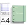 CARPETA CON RECAMBIO MARCA MIQUELRIUS EMOTIONS DIN A4 CUADRO 5 MM 4 ANILLAS 35 MM COLOR VERDE MENTA