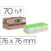 BLOC DE NOTAS ADHESIVAS QUITA Y PON MARCA POST-IT SUPER STICKY 76X76 MM 70 HOJAS RECICLADAS PAQUETE DE 14 UNIDADES