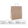 BOLSA KRAFT MARCA APLI MARRON ASA RETORCIDA 320X160X390 MM PAQUETE DE 50 UNIDADES