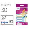 ETIQUETA MARCA AVERY PARA BOLIGRAFOS Y LAPICES AZUL Y VERDE 50X10 MM BLISTER DE 30 UNIDADES