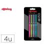 ROTULADOR MARCA ROTRING FINELINER PUNTA METALICA 0,4 MM PACK DE 4 COLORES SURTIDOS