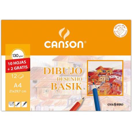 Papel dibujo Canson din a4 gramaje 130 g/m2 Minipack 10 hojas (27437)