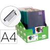 CARPETA MARCA LIDERPAPEL DOSSIER PINZA LATERAL POLIPROPILENO DIN A4 30 HOJAS PACK DE 4 COLORES SURTIDOS