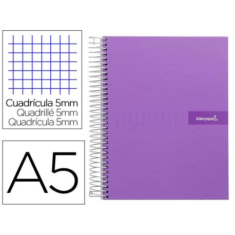 Bloc liderpapel Din A5 micro crafty cuadrícula 5mm 120 hojas tapa forrada 90 gr violeta