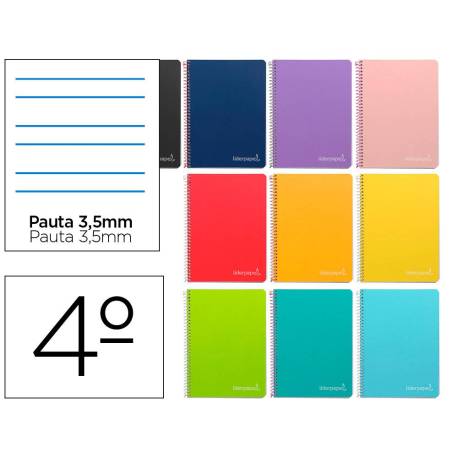 Cuaderno espiral Liderpapel Tamaño cuarto 80H Tapa dura Rayado Montessori 3,5 mm 75 g/m2 Colores surtidos (no se puede elegir)