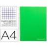 Bloc Liderpapel Din A4 micro jolly cuadrícula 5mm 5 bandas 4 taladros tapa forrada 75 gr 140 hojas verde