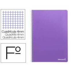 Cuaderno espiral marca Liderpapel folio smart Tapa blanda 80h 60gr cuadro 4mm con margen Color violeta