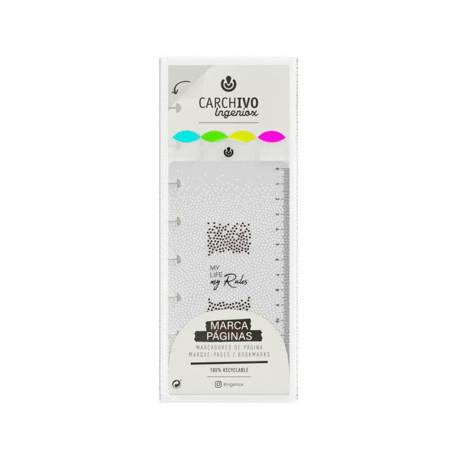 MARCAPAGINAS MARCA CARCHIVO INGENIOX POLIPROPILENO TRANSPARENTE/NEON 4 POSICIONES