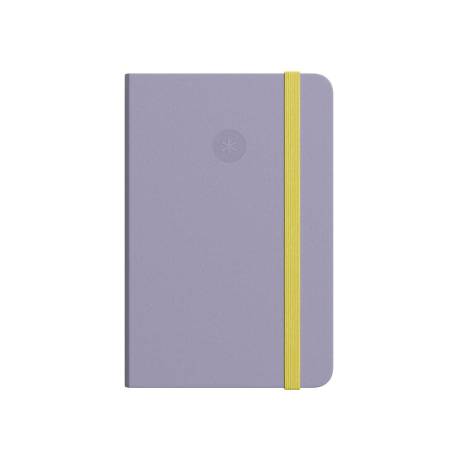 CUADERNO CON GOMILLA ANTARTIK NOTES TAPA DURA DIN A6 HOJAS CUADRICULA MORADO Y AMARILLO 100 HOJAS 80 GR FSC