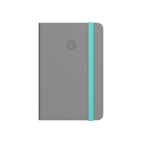 CUADERNO CON GOMILLA ANTARTIK NOTES TAPA DURA DIN A6 HOJAS CUADRICULA GRIS Y TURQUESA 100 HOJAS 80 GR FSC