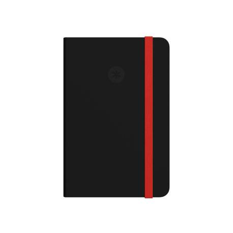 CUADERNO CON GOMILLA ANTARTIK NOTES TAPA DURA DIN A6 HOJAS CUADRICULA NEGRO Y ROJO 100 HOJAS 80 GR FSC