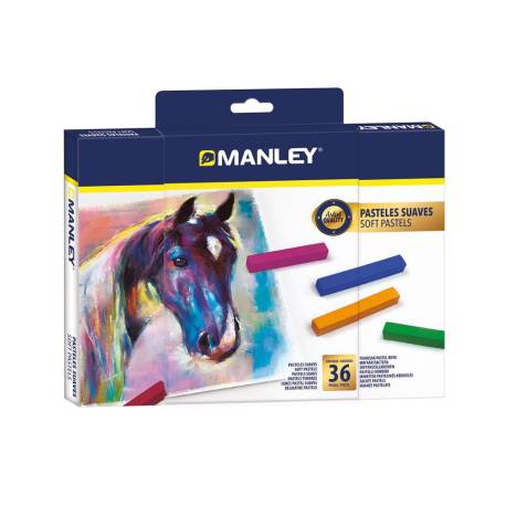 LAPICES PASTEL MARCA MANLEY SUAVES CAJA DE 36 UNIDADES COLORES SURTIDOS