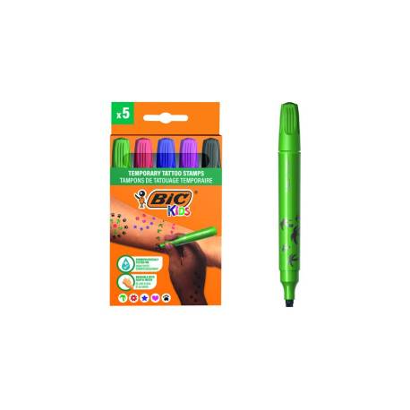 ROTULADOR MARCA BIC KIDS TATTOO SELLO CAJA DE 5 UNIDADES COLORES SURTIDOS