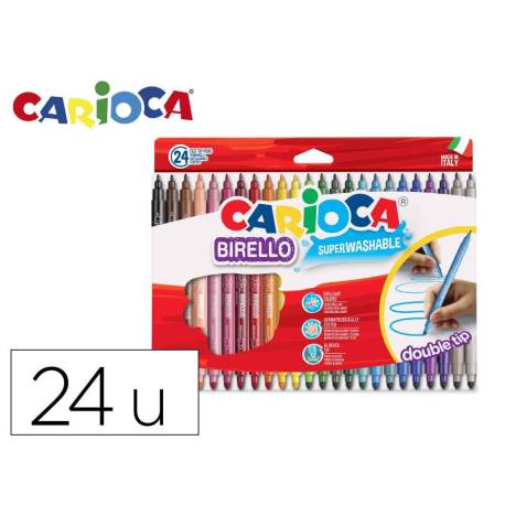 Rotulador Carioca Birello Duo grueso y fino caja de 24 rotuladores