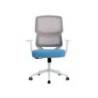 SILLA MARCA Q-CONNECT OFICINA LUCCA MALLA BASE METALICA ALT MAX 1090 ANC 700 PROF 650 RUEDAS PREMIUM COLOR BLANCO GRIS AZUL