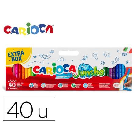 ROTULADOR MARCA CARIOCA JUMBO PUNTA GRUESA CAJA DE 40 UNIDADES COLORES SURTIDOS