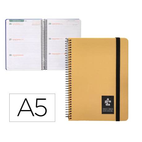 AGENDA ESCOLAR LIDERPAPEL AÑO 24 - 25 CURSO CLASSIC COLOR AMARILLO 2 DÍAS PÁGINA A5